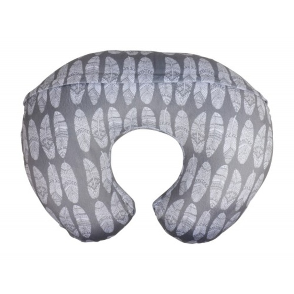 Minky Nursing Pillow Slipcover Gray Feathers Baby - Picture 3 of 5